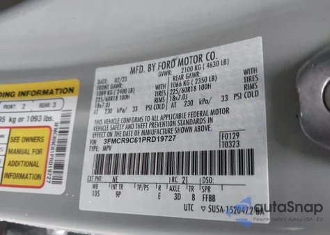 2023 Ford Bronco Sport Outer Banks из США, поврежденный, VIN 3FMCR9C61PRD19727